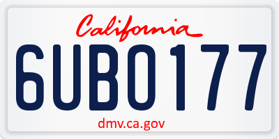 CA license plate 6UBO177