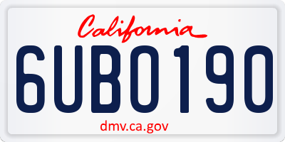 CA license plate 6UBO190