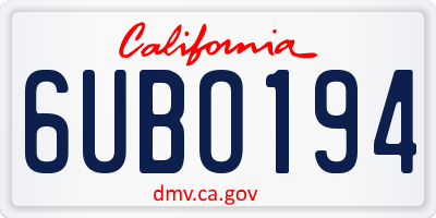 CA license plate 6UBO194