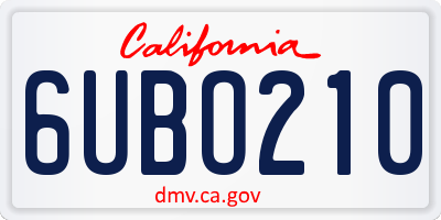 CA license plate 6UBO210