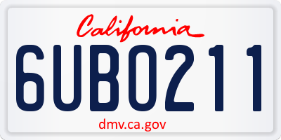 CA license plate 6UBO211