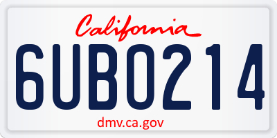 CA license plate 6UBO214
