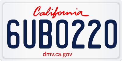 CA license plate 6UBO220