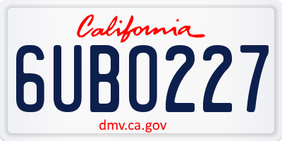 CA license plate 6UBO227