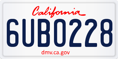 CA license plate 6UBO228