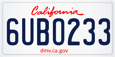 CA license plate 6UBO233