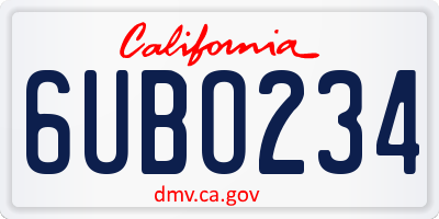 CA license plate 6UBO234