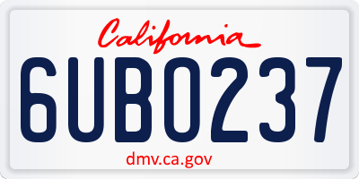 CA license plate 6UBO237