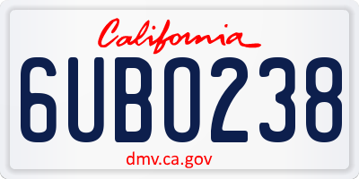 CA license plate 6UBO238