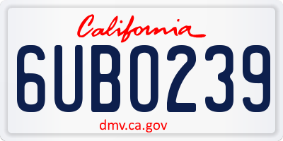CA license plate 6UBO239