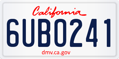 CA license plate 6UBO241