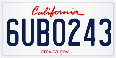 CA license plate 6UBO243