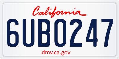 CA license plate 6UBO247