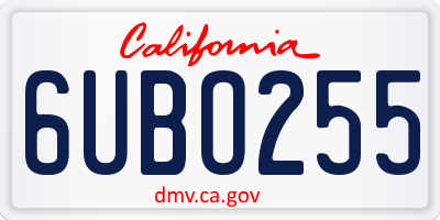 CA license plate 6UBO255