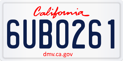 CA license plate 6UBO261