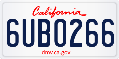 CA license plate 6UBO266
