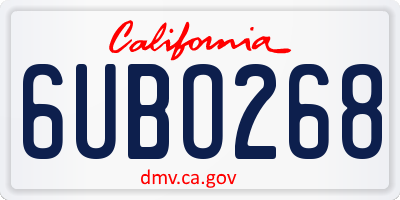 CA license plate 6UBO268