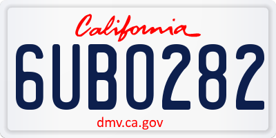 CA license plate 6UBO282