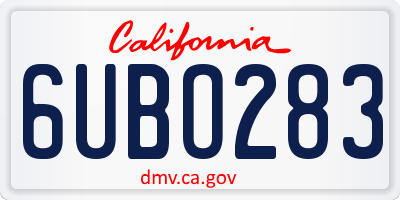 CA license plate 6UBO283