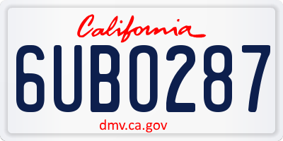 CA license plate 6UBO287