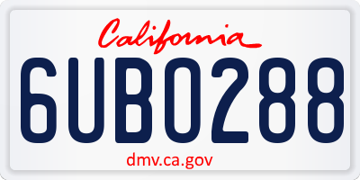 CA license plate 6UBO288