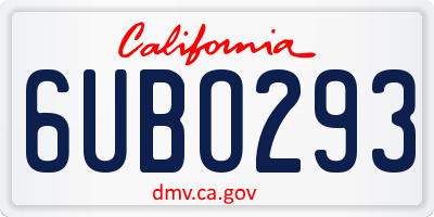 CA license plate 6UBO293