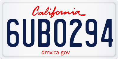 CA license plate 6UBO294