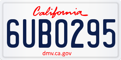 CA license plate 6UBO295