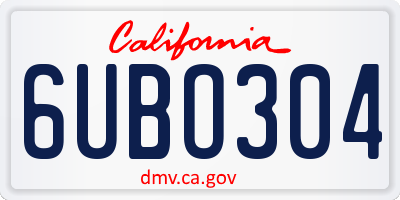 CA license plate 6UBO304