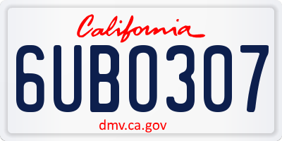 CA license plate 6UBO307