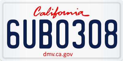 CA license plate 6UBO308