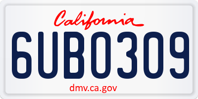 CA license plate 6UBO309