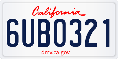 CA license plate 6UBO321