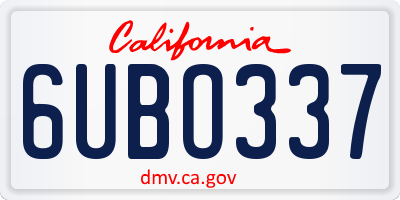 CA license plate 6UBO337