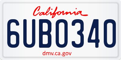 CA license plate 6UBO340