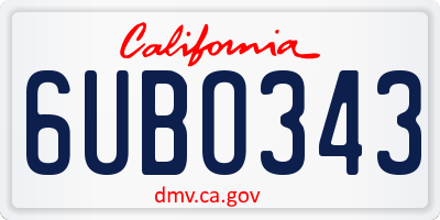 CA license plate 6UBO343