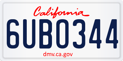 CA license plate 6UBO344