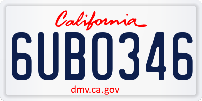 CA license plate 6UBO346
