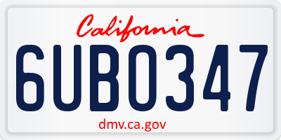 CA license plate 6UBO347