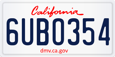 CA license plate 6UBO354