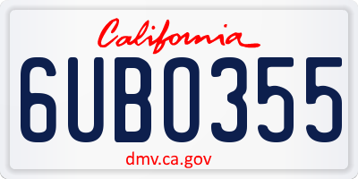 CA license plate 6UBO355