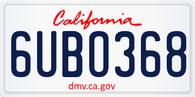 CA license plate 6UBO368