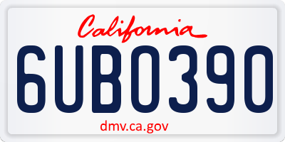 CA license plate 6UBO390