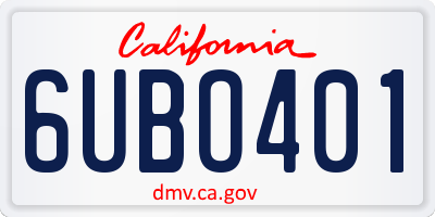 CA license plate 6UBO401
