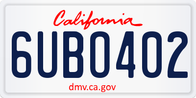 CA license plate 6UBO402