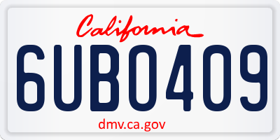 CA license plate 6UBO409