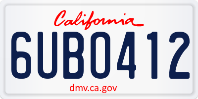 CA license plate 6UBO412