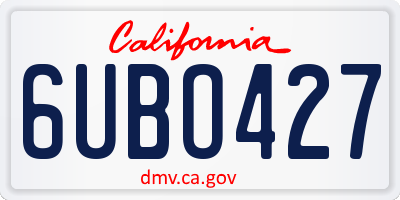 CA license plate 6UBO427