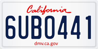 CA license plate 6UBO441