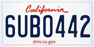 CA license plate 6UBO442